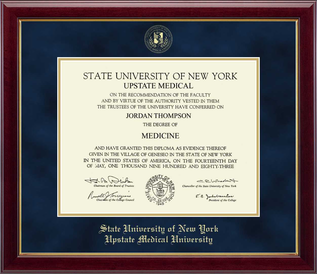 Suny Upstate Medical University Diploma Frame pertaining to sizing 1252 X 1084