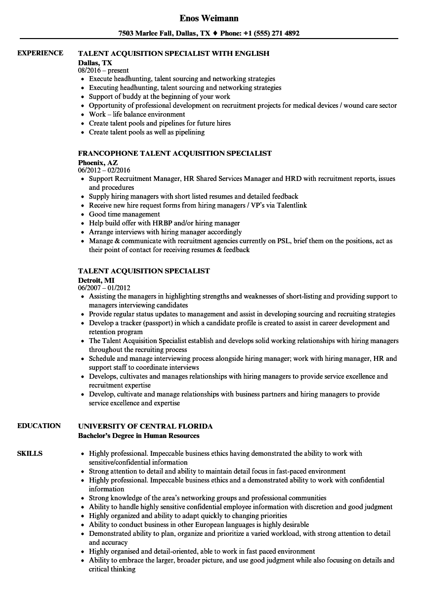 Talent Acquisition Specialist Resume Samples Velvet Jobs within size 860 X 1240