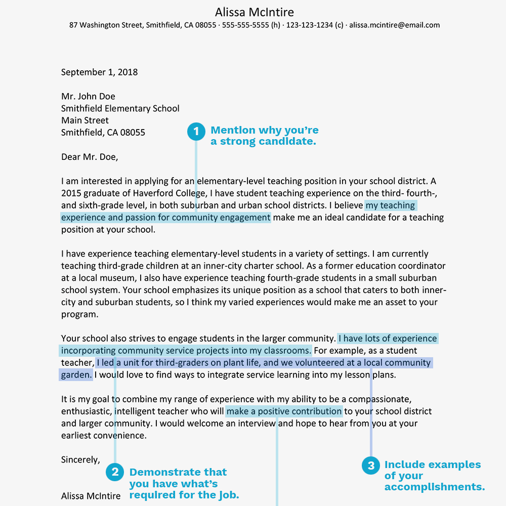 teaching cover letter nsw