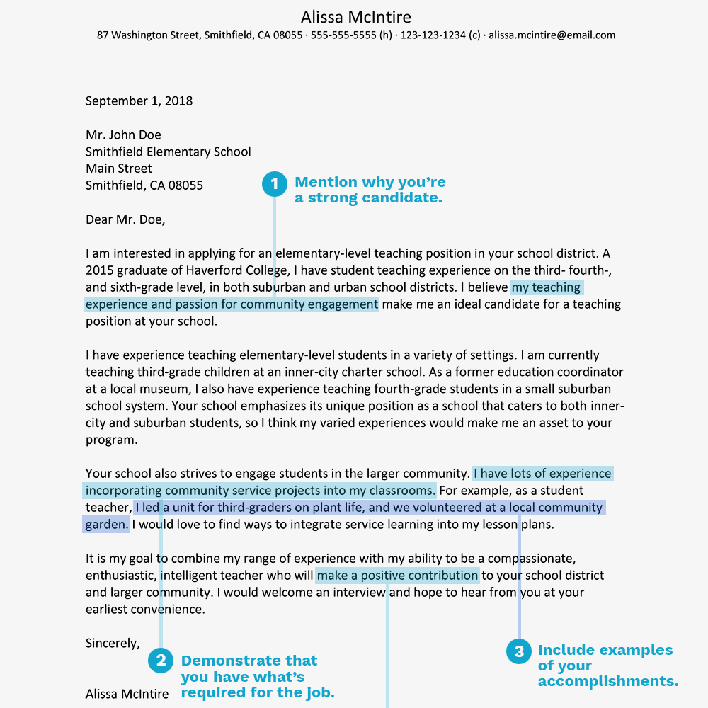 Teacher Cover Letter Example And Writing Tips regarding proportions 1000 X 1000