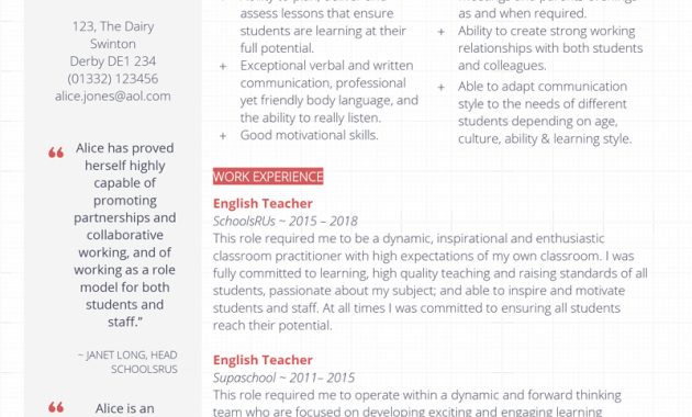 Teacher Cv Template For A Teachingeducation Role Ms Word for dimensions 800 X 1132