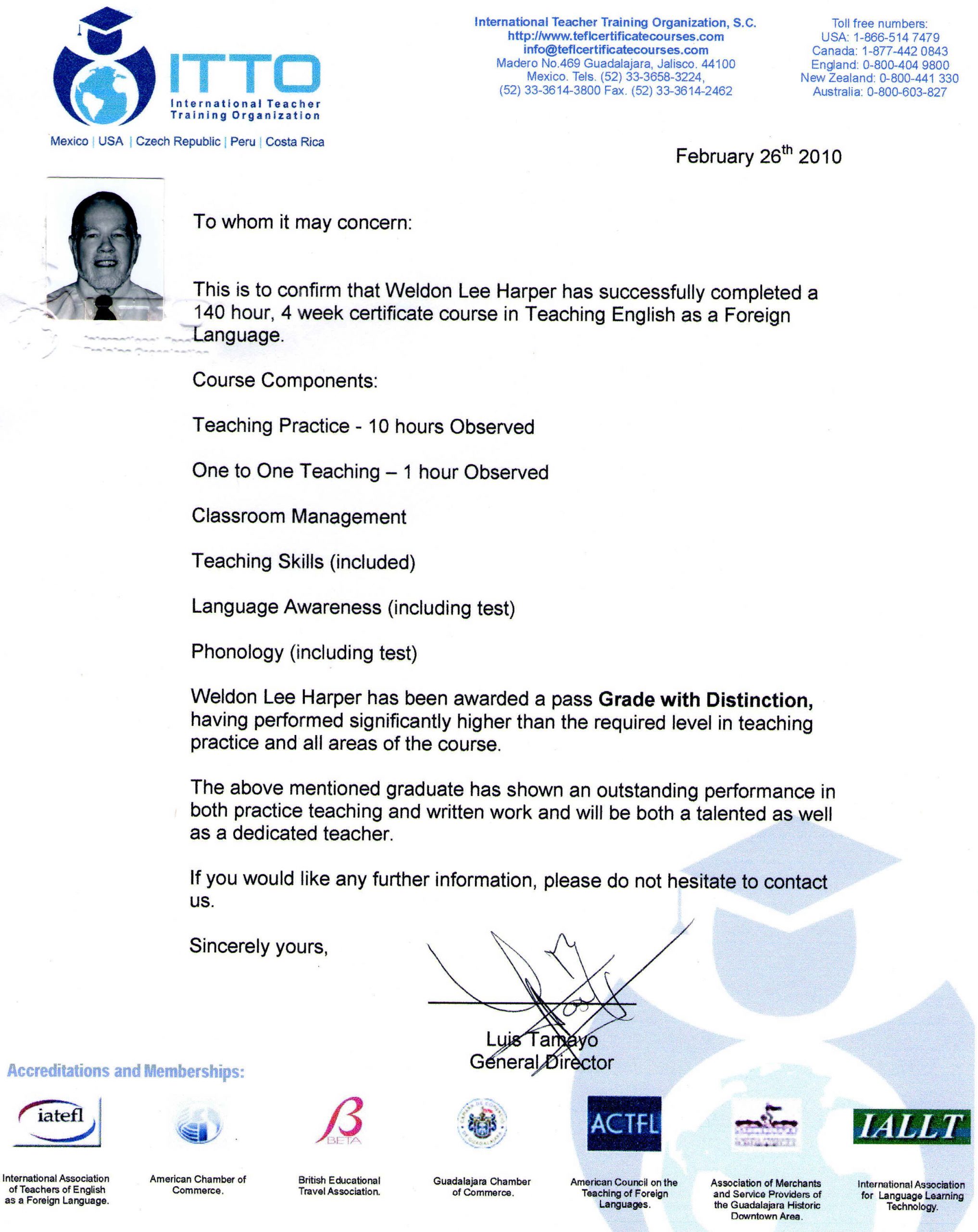 Teacher Of English As A Foreign Language Tefl Letter Of in sizing 2483 X 3125