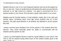 Teacher Of The Year Recommendation Letter From Principal with measurements 600 X 700