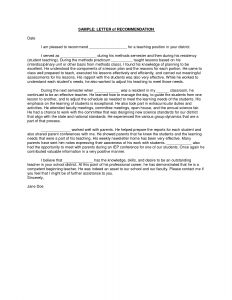 Teacher Recommendation Letter A Letter Of Recommendation for size 1275 X 1650