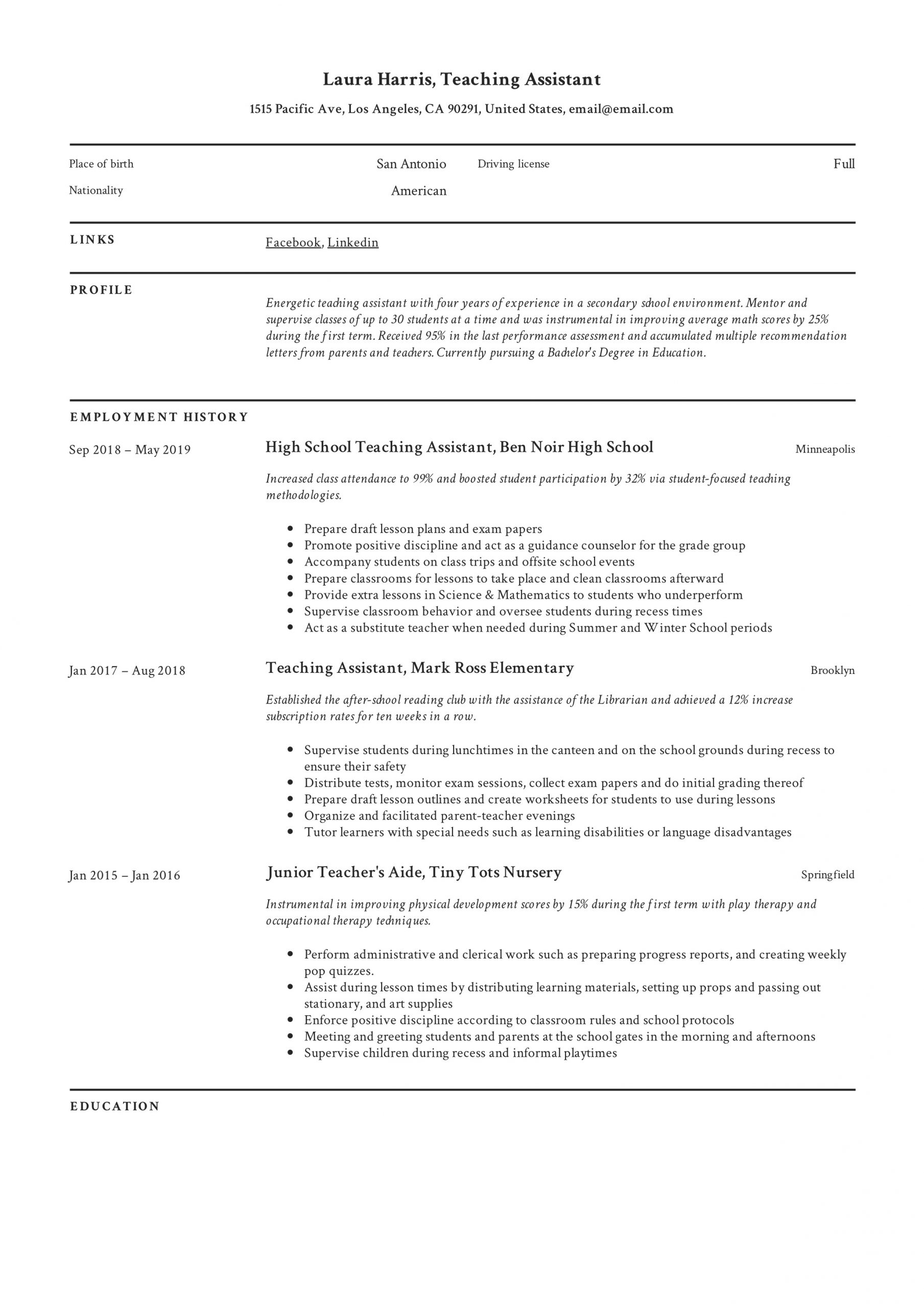 Teaching Assistant Resume Writing Guide 12 Templates within size 2478 X 3507
