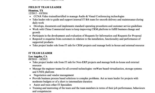 Team Leader Cv Examples Enom throughout sizing 860 X 1240