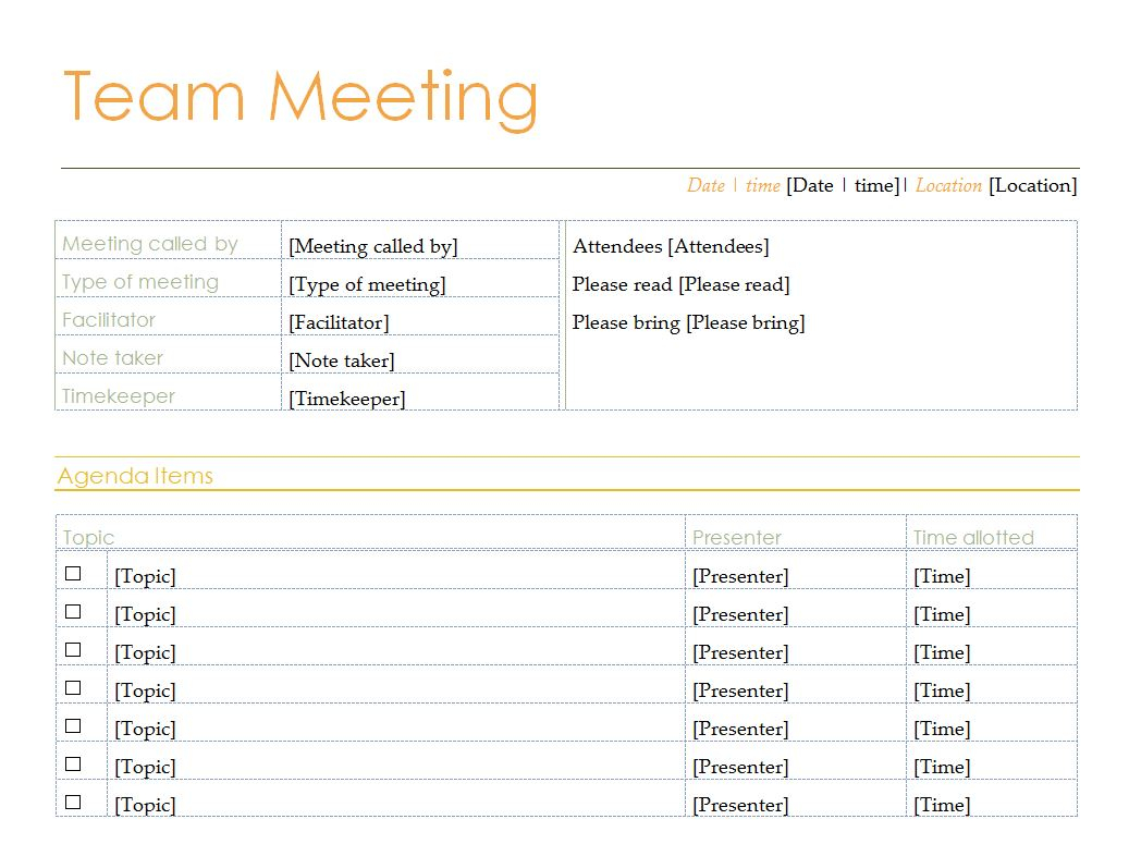 Team Meeting Agenda Team Meeting Agenda Template intended for measurements 1037 X 786