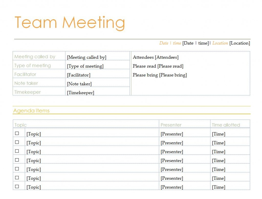 Weekly Team Meeting Agenda Template Excel • Invitation Template Ideas
