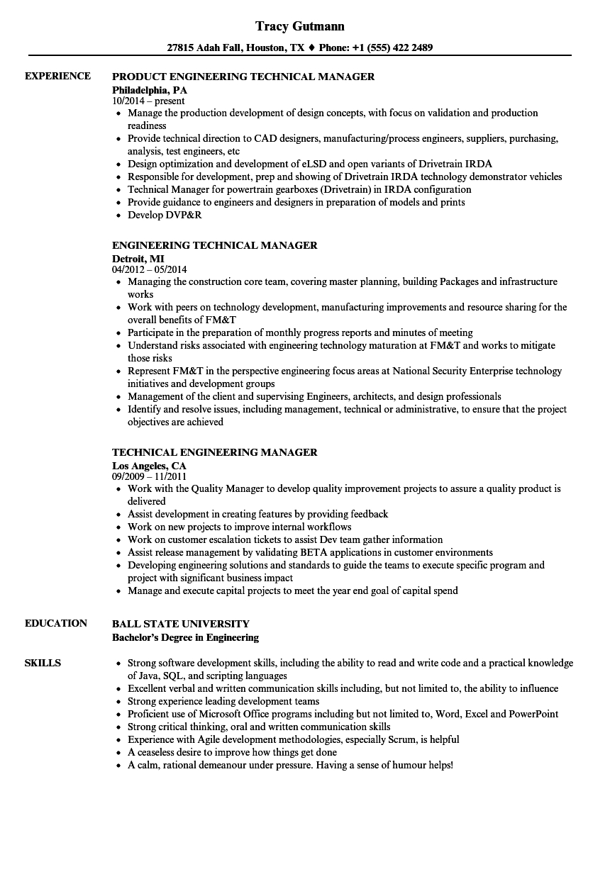 Technical Engineering Manager Resume Samples Velvet Jobs with proportions 860 X 1240