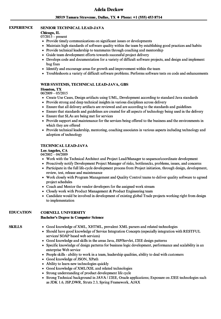 Technical Lead Java Resume Samples Velvet Jobs throughout proportions 860 X 1240