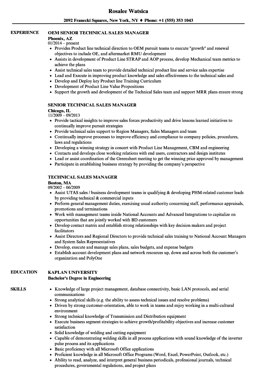 Technical Sales Manager Resume Samples Velvet Jobs pertaining to sizing 860 X 1240