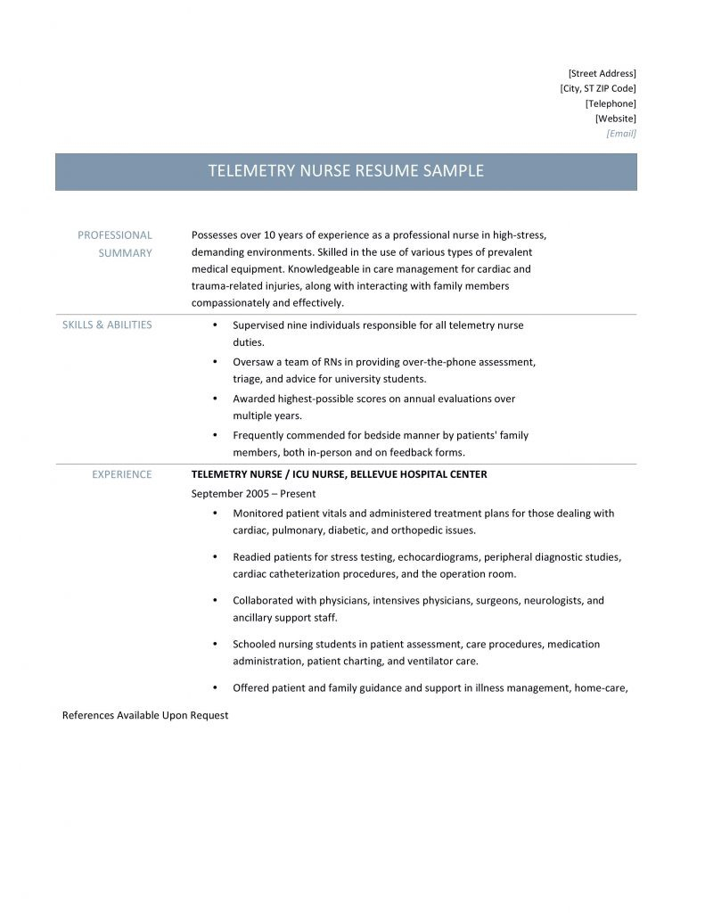 Telemetry Nurse Resume Debandje within proportions 791 X 1024