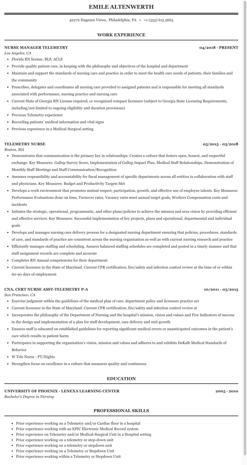 Telemetry Nursing Resumes Debandje with regard to proportions 800 X 1506