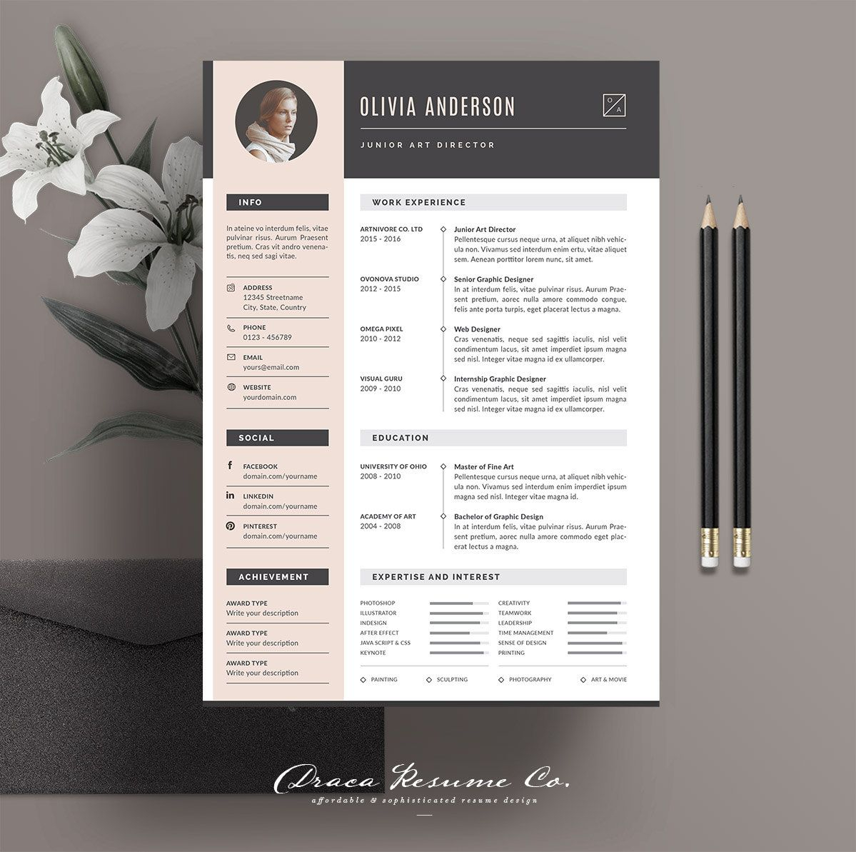 Template De Rsum Professionnel Modle De Cv Lettre D regarding dimensions 1199 X 1193