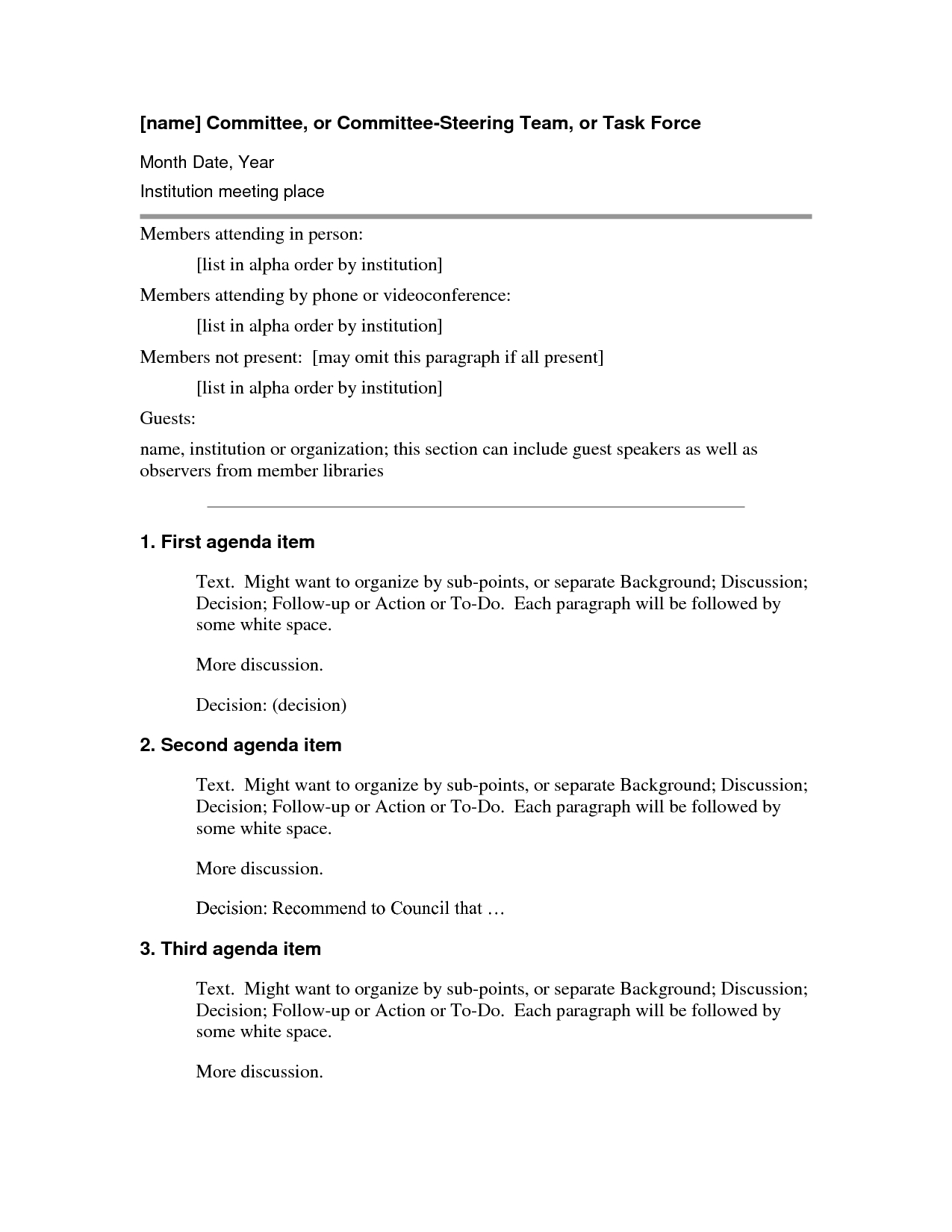 Template For Committee Meeting Minutes Google Search within proportions 1275 X 1650