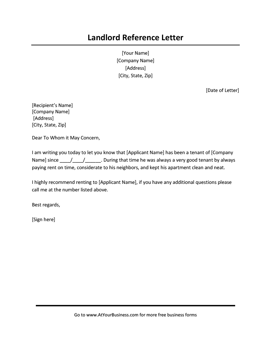 Tenant Recommendation Letter From Landlord Segeka for measurements 900 X 1165