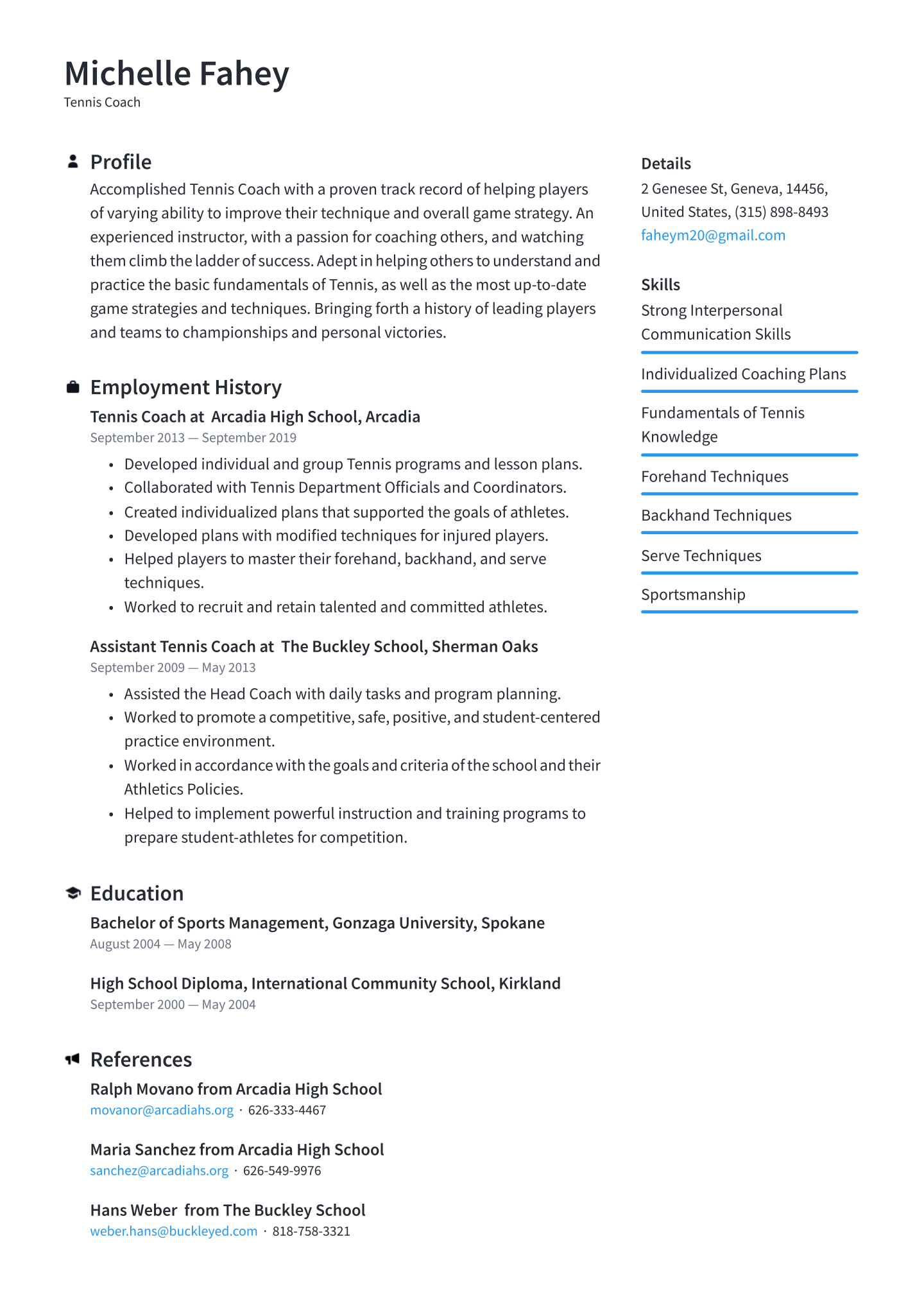 Tennis Coach Resume Examples Writing Tips 2020 Free Guide for size 1440 X 2036