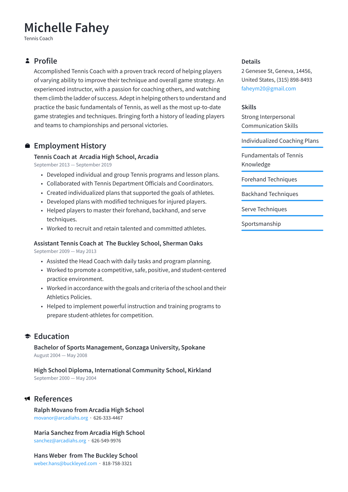 Tennis Coach Resume Examples Writing Tips 2020 Free Guide in sizing 1440 X 2036