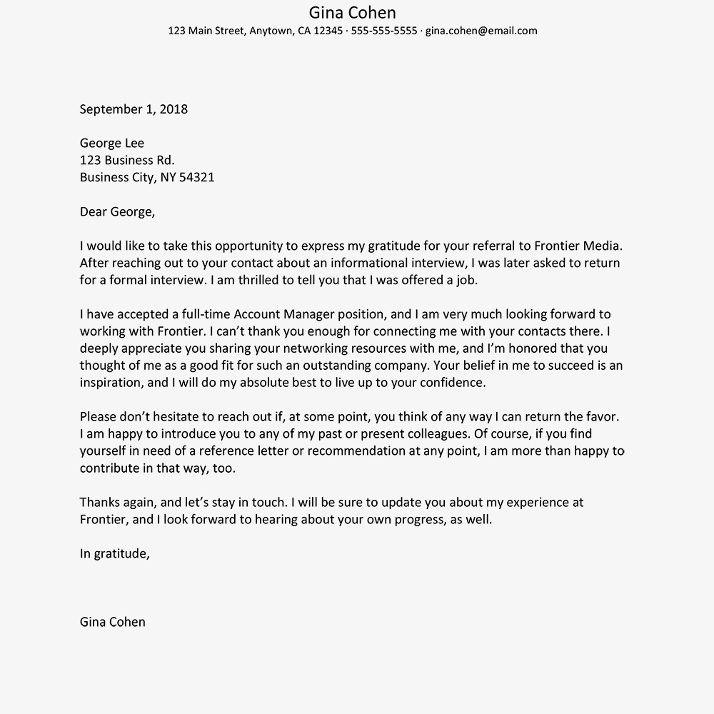 Thank You Letter For A Job Lead Examples pertaining to sizing 1000 X 1000