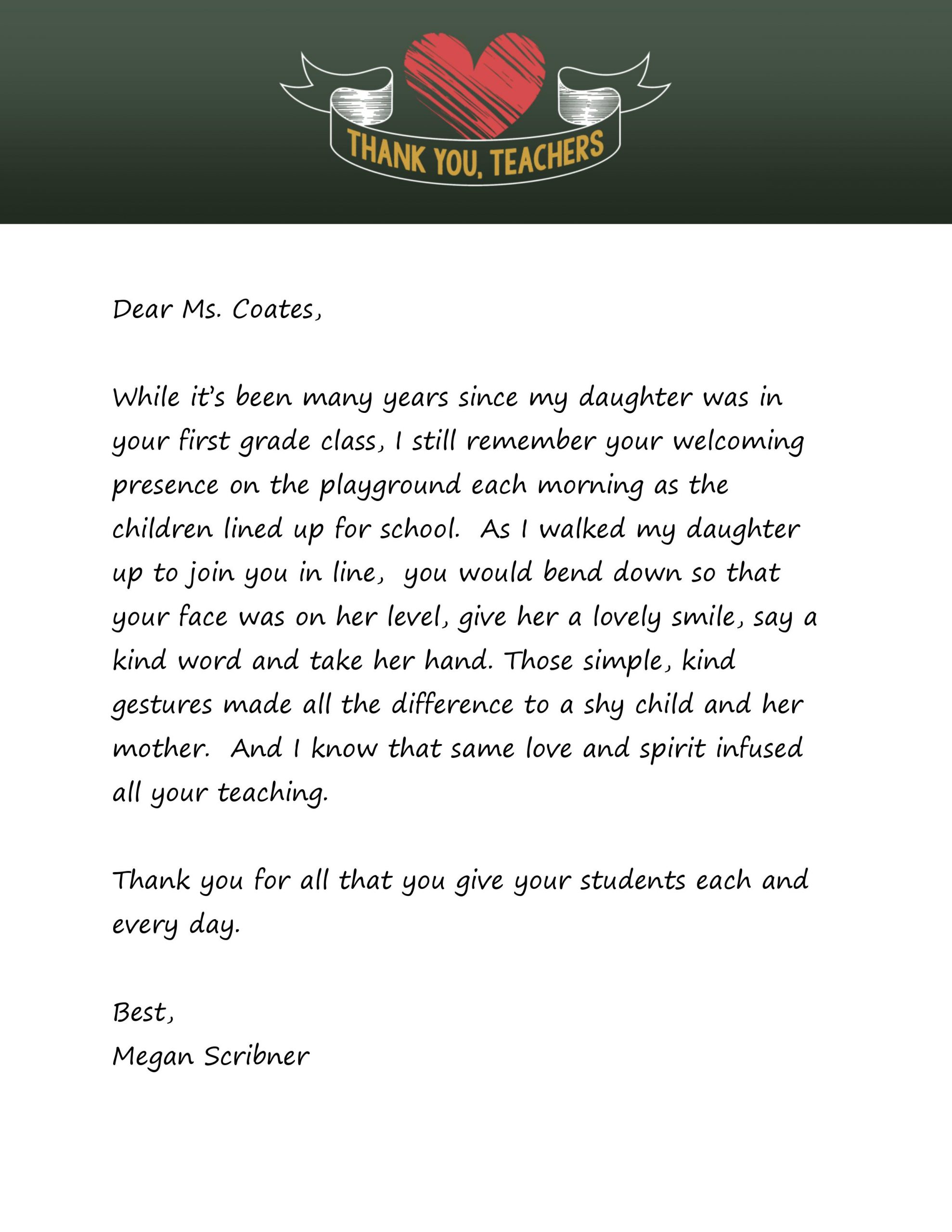 Thank You Letter Teacher Debandje intended for measurements 2550 X 3300