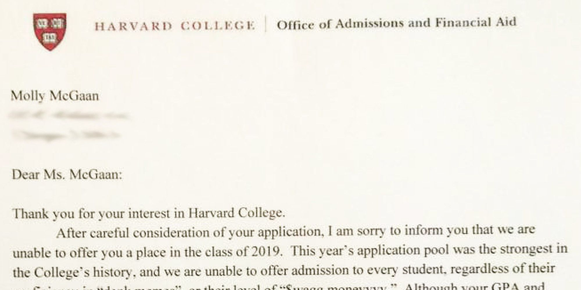 That Harvard Rejection Letter Is Fake But Still Really inside measurements 2000 X 1000