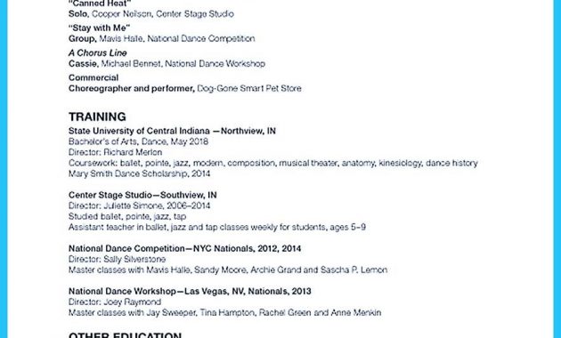 The Best And Impressive Dance Resume Examples Collections with measurements 883 X 1200
