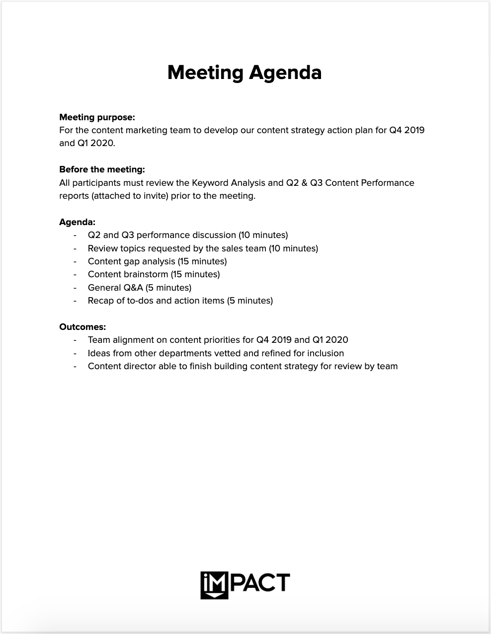 marketing meeting agenda template