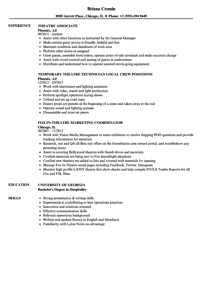 Theatre Resume Samples Velvet Jobs intended for dimensions 860 X 1240