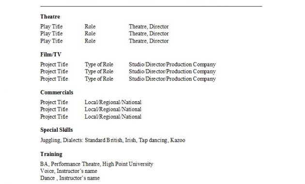 Theatre Resume Template Word Domba with regard to size 741 X 1079