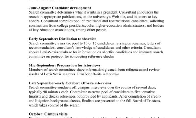 Timeline For A Presidential Search pertaining to sizing 791 X 1024