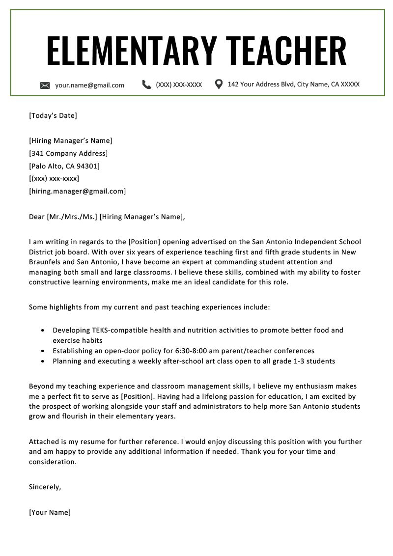 Tips You Can Learn From Teaching Cover Letter Examples In intended for sizing 800 X 1132