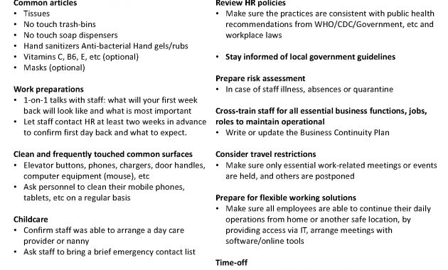 Tlcharger Gratuit Back To Work Checklist Coronavirus For regarding sizing 1654 X 2339