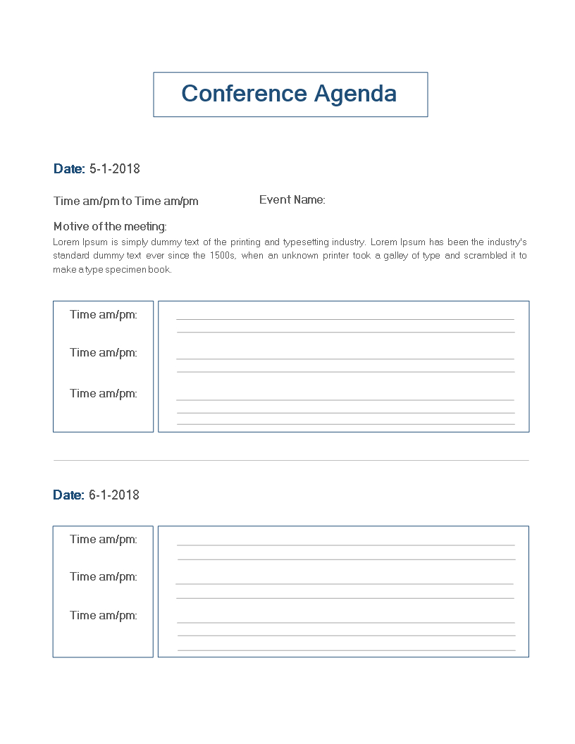 Tlcharger Gratuit Blank Conference Agenda Template with sizing 816 X 1056