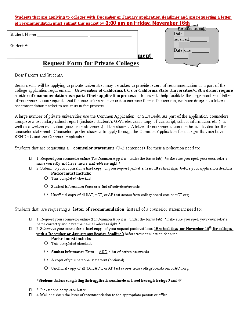 Common App Recommendation Letter Form Invitation Template Ideas