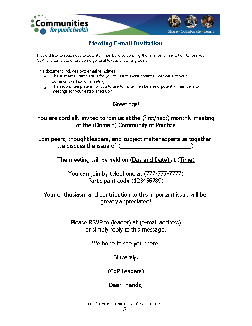 Tlcharger Gratuit Official Meeting Invitation Email pertaining to proportions 816 X 1056