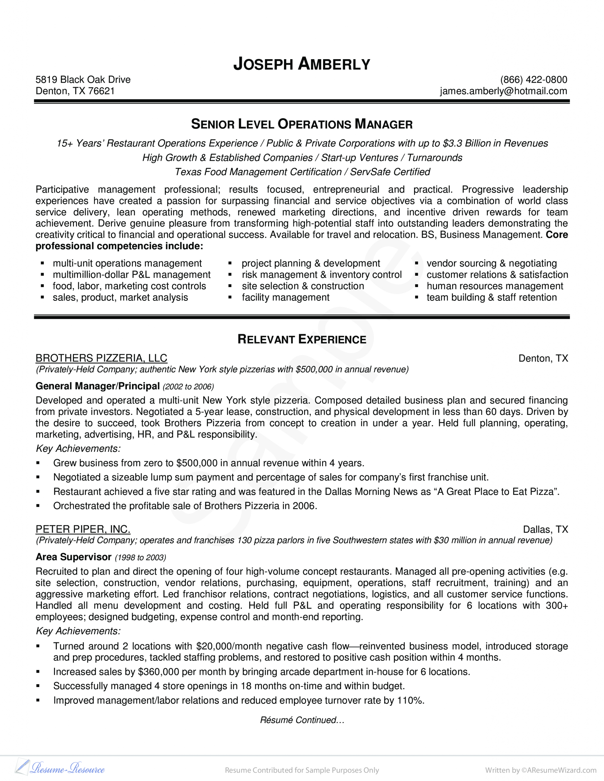 Tlcharger Gratuit Operations Manager Resume Sample inside proportions 2550 X 3300