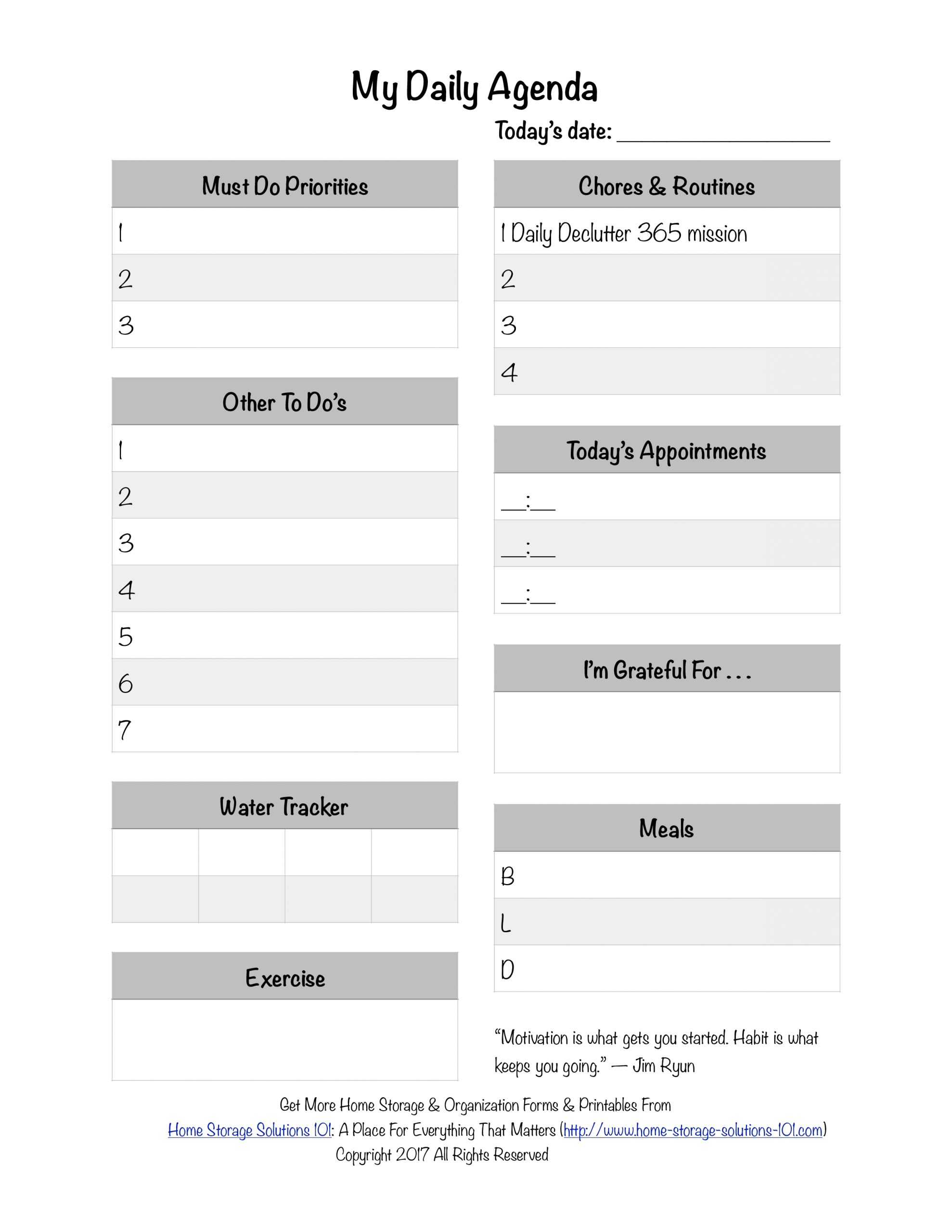 Tlcharger Gratuit Printable Daily Agenda throughout dimensions 2550 X 3300