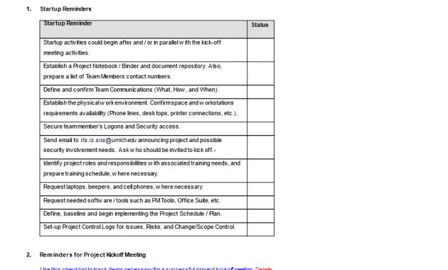 Tlcharger Gratuit Project Checklist Word Format with regard to proportions 816 X 1056