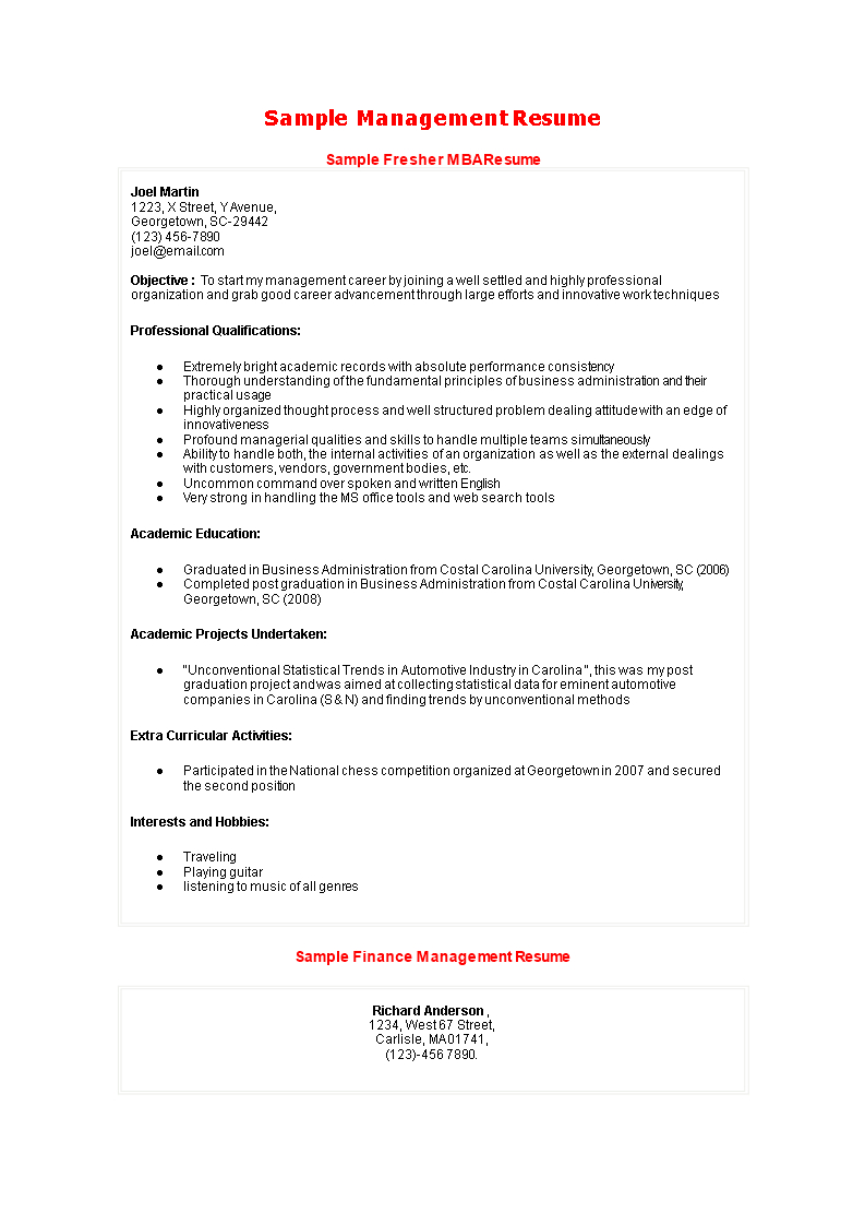 Tlcharger Gratuit Sample Professional Business Resume in proportions 793 X 1122