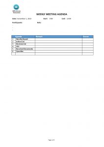 Tlcharger Gratuit Weekly Meeting Agenda Template in sizing 793 X 1122