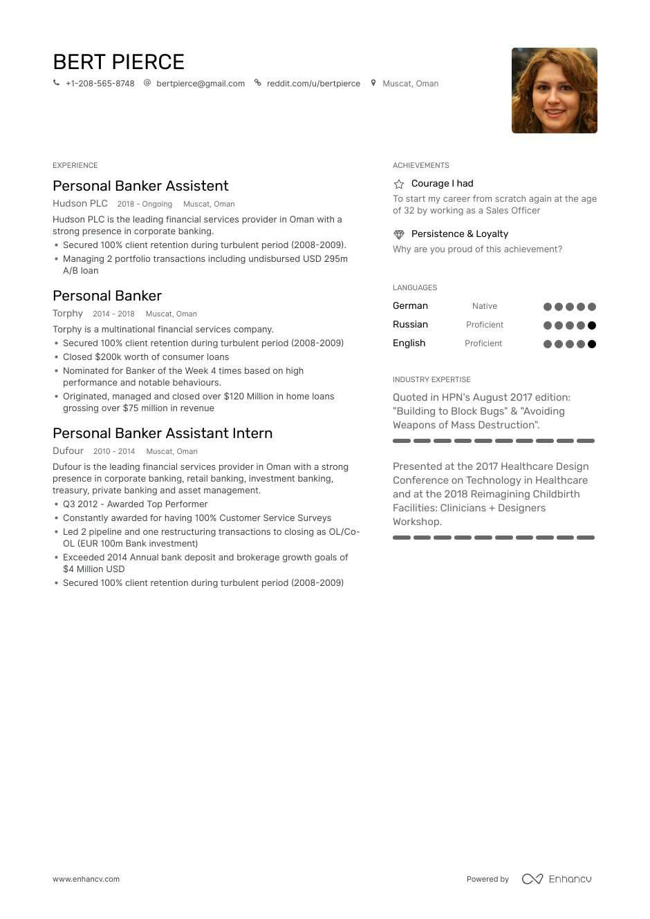 Top Banker Resume Examples Samples For 2020 Enhancv intended for proportions 940 X 1330