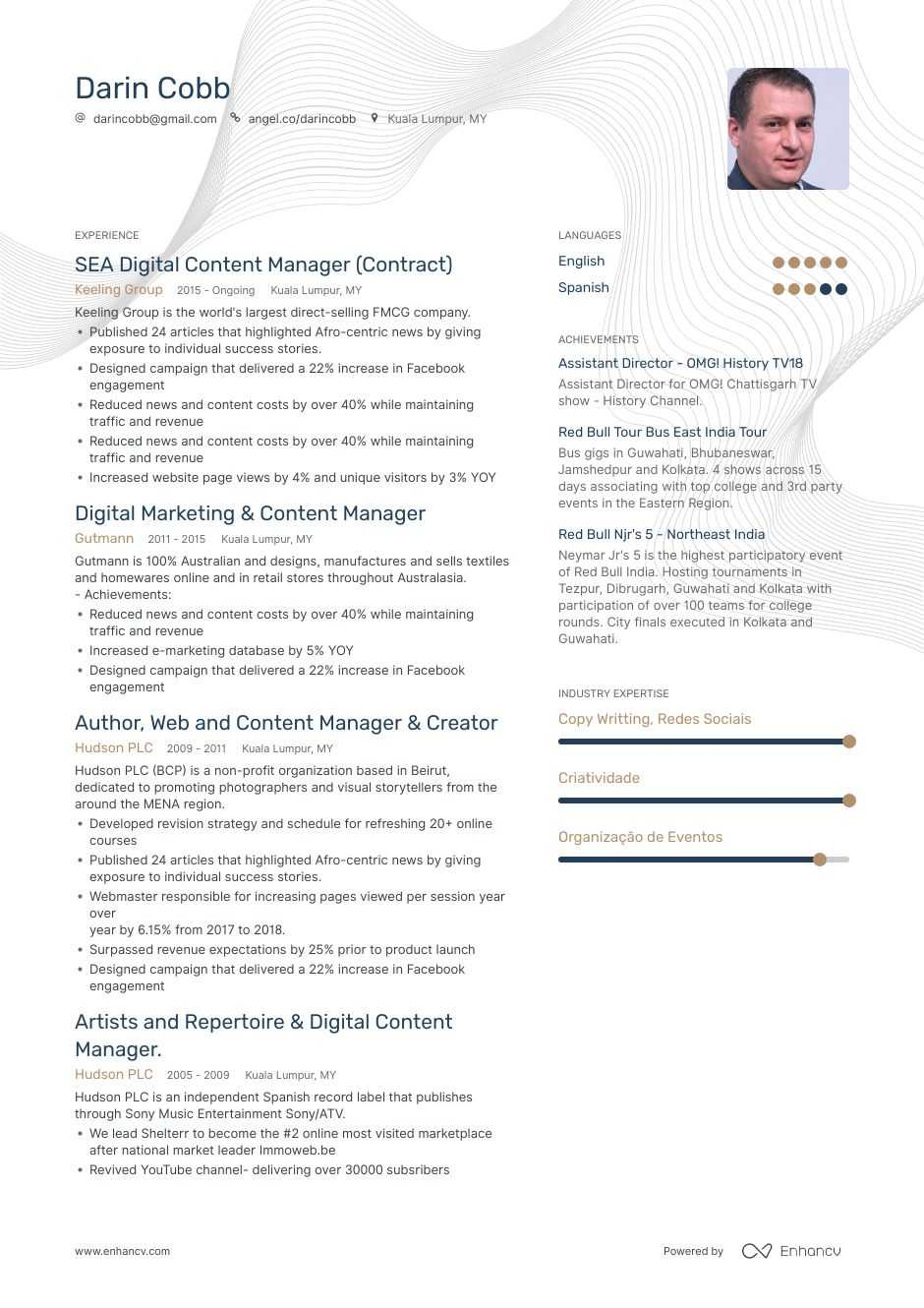 Top Content Manager Resume Examples Samples For 2020 Enhancv with regard to proportions 940 X 1330