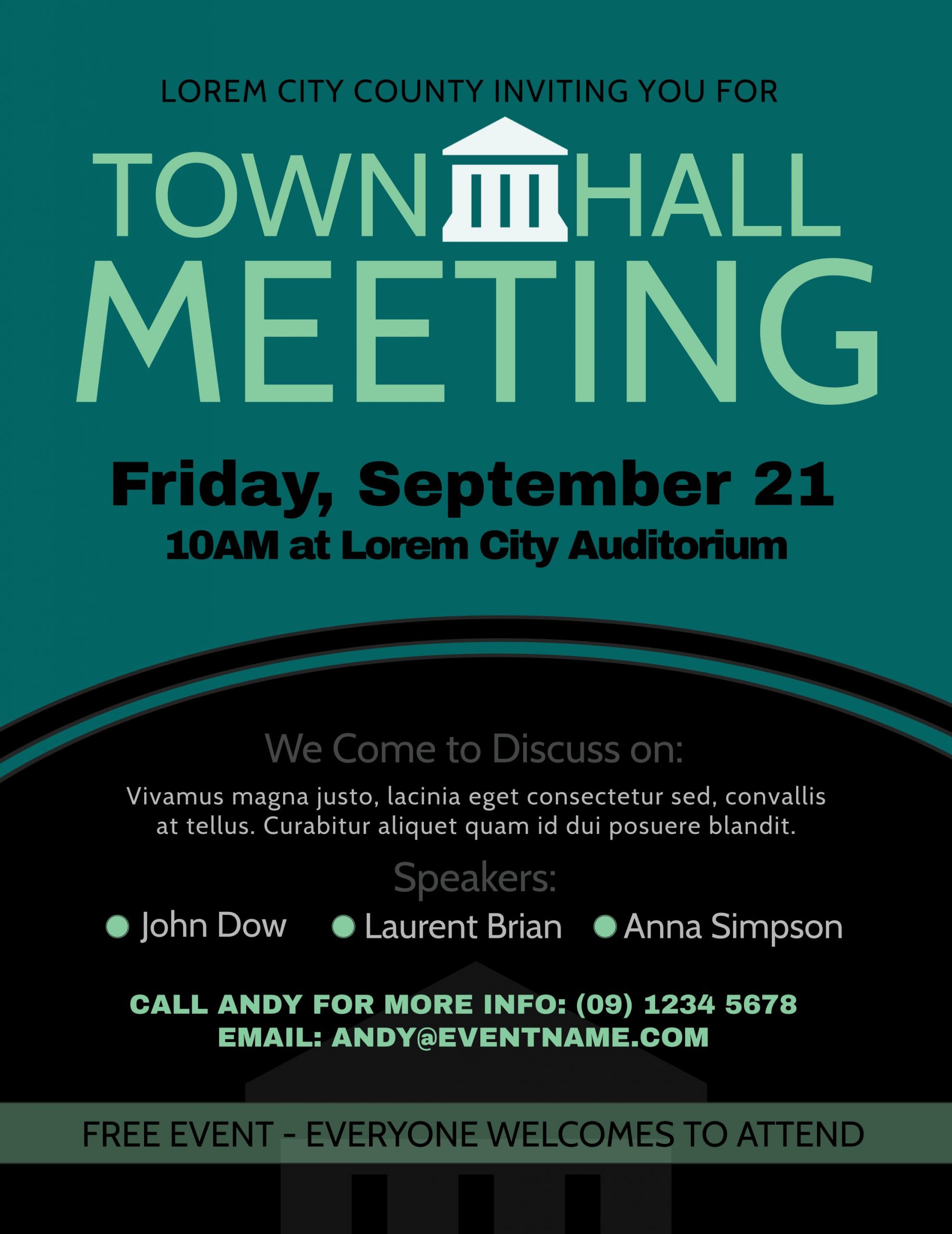 Townhall Meeting Poster Design Template Flyer Template pertaining to measurements 2293 X 2970