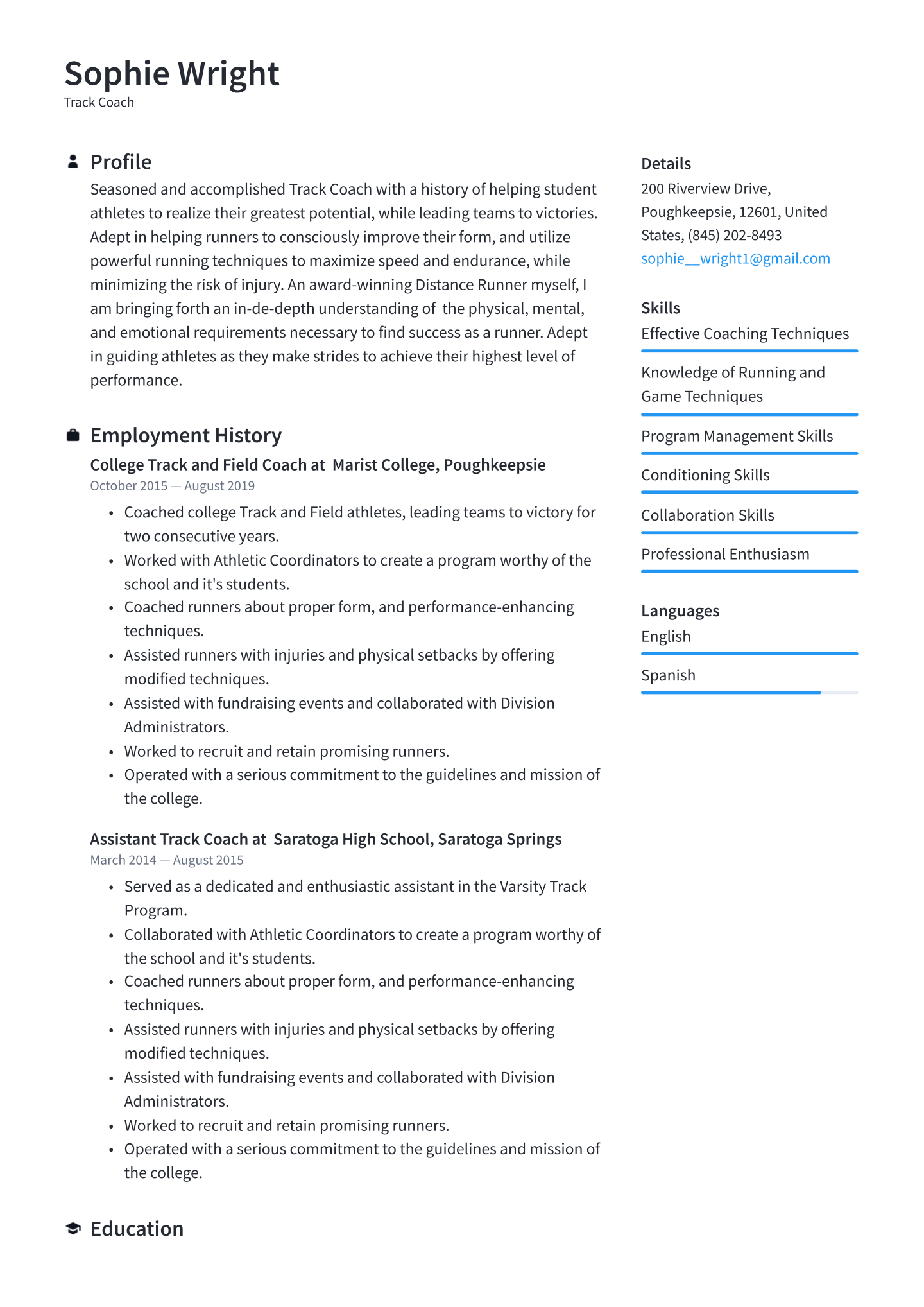 Track Coach Resume Examples Writing Tips 2020 Free Guide with regard to dimensions 1440 X 2036