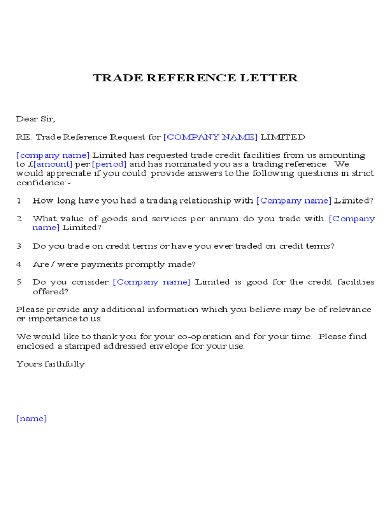 Trade Reference Letter Resume Trade Reference Letter for sizing 768 X 1024