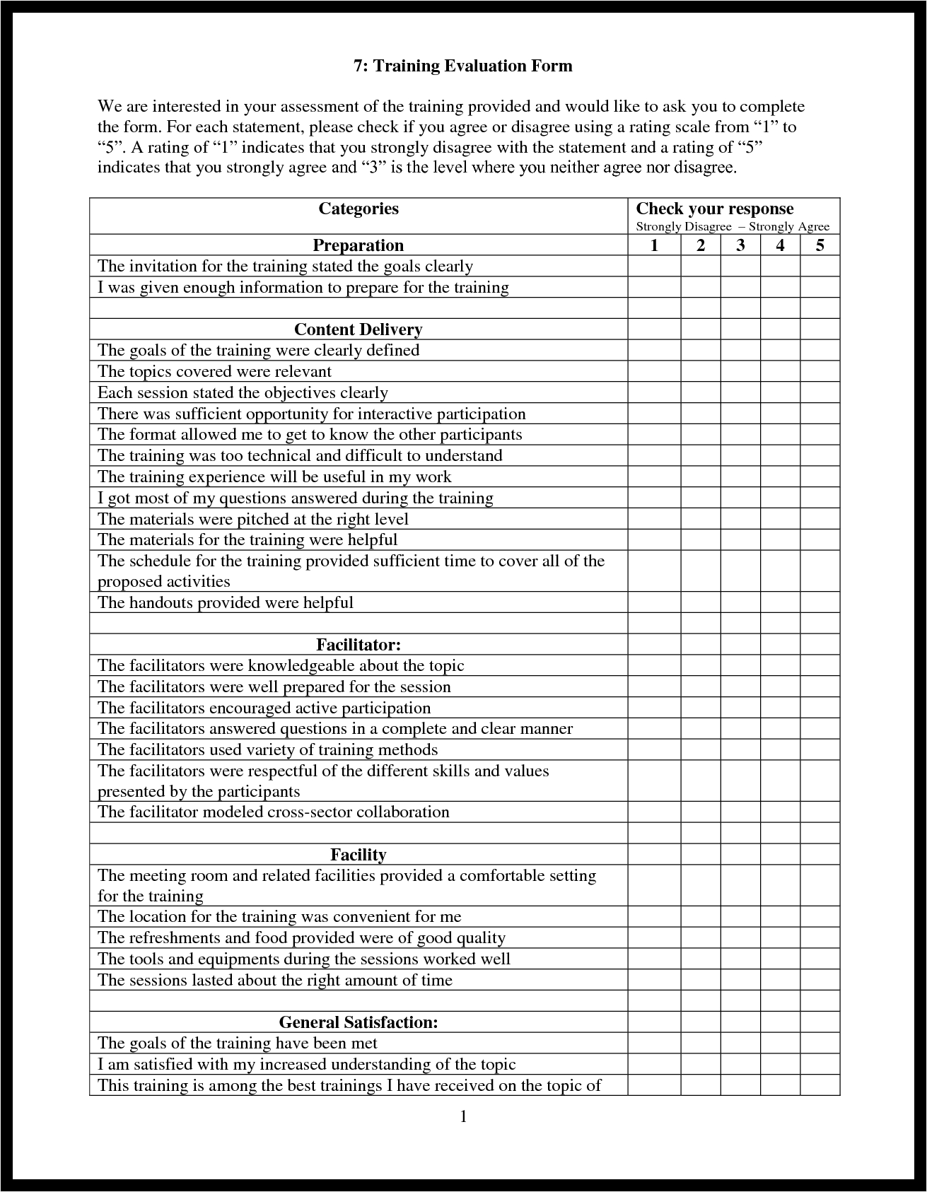 Training Evaluation Forms Templates Doc For Trainers with regard to proportions 1311 X 1686