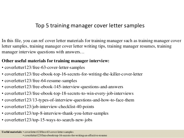 Training Manager Cover Letter Sample Debandje with sizing 638 X 479