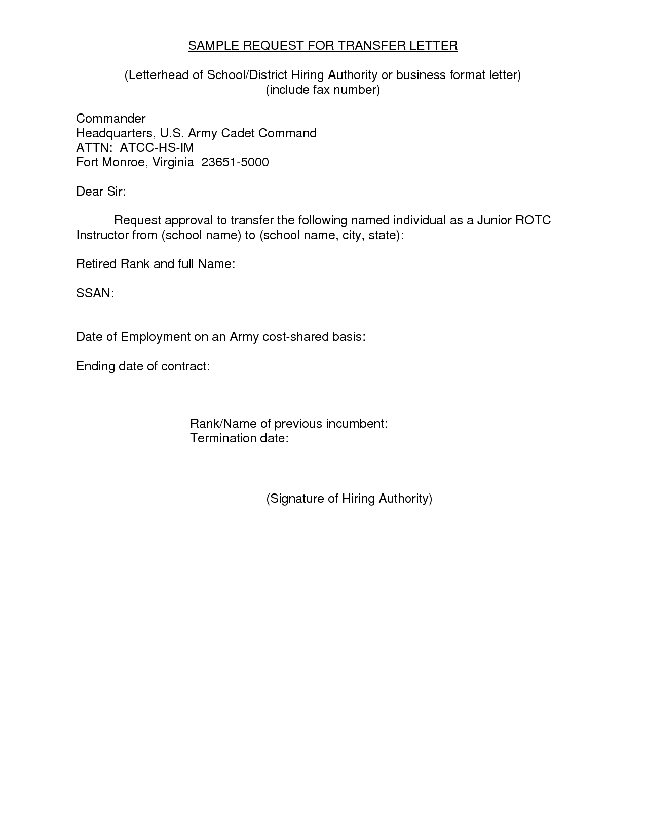 Transfer Request Letter Example Of A Letter Or Email intended for sizing 1275 X 1650