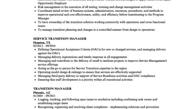 Transition Manager Resume Samples Velvet Jobs for size 860 X 1240