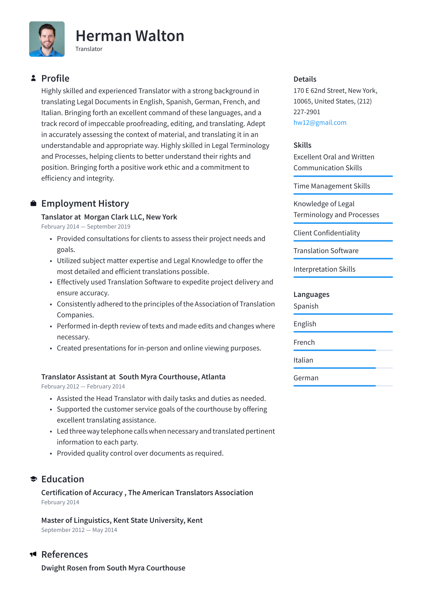 Translator Resume Examples Writing Tips 2020 Free Guide intended for dimensions 1440 X 2036
